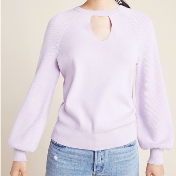 Anthropologie Sweaters - Anthropologie Mary Knit Pullover Keyhole Sweater Light Lavender Purple
